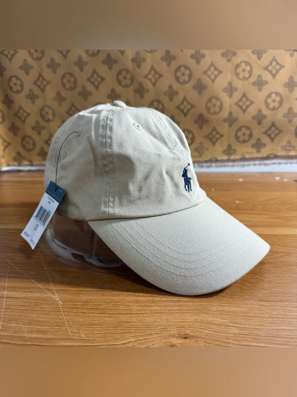 Polo by Ralph Lauren Khaki Baseball Cap with Navy Pony